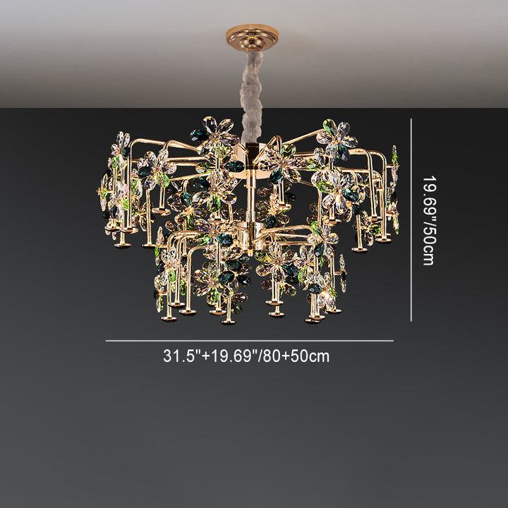 Lustres LED modernes en cristal de luxe avec pétales de fleurs pour salon 