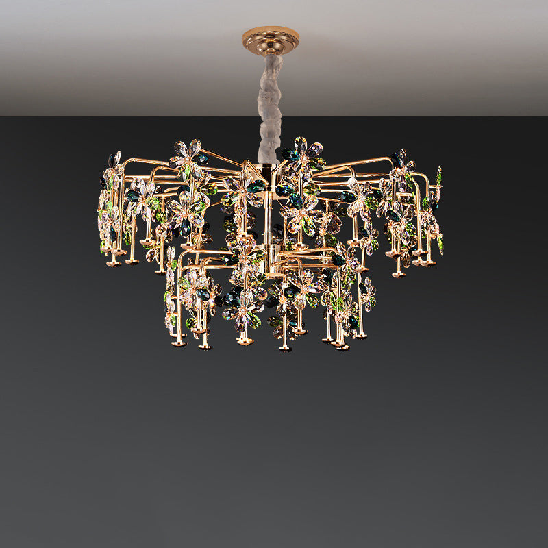 Lustres LED modernes en cristal de luxe avec pétales de fleurs pour salon 