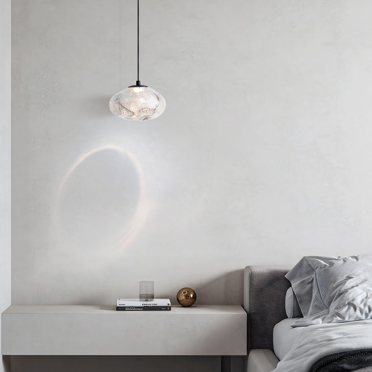 Modern Simplicity Glazed Glass Hardware Round Air Bubble LED Pendant Light For Bedside