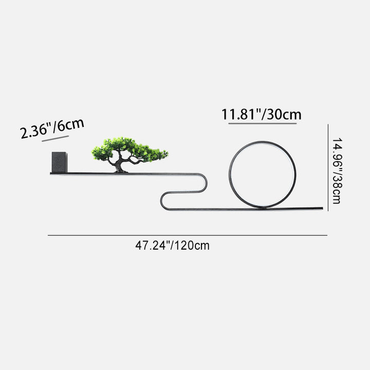 Modern Art Deco Solar Waterproof Aluminum PVC Painting Pine Tree Circle LED Wall Sconce Lamp For Outdoor Patio