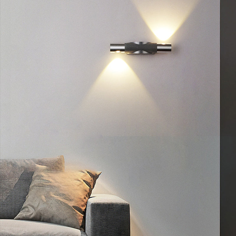 Applique murale LED orientable en aluminium acrylique brossé industriel contemporain pour couloir 