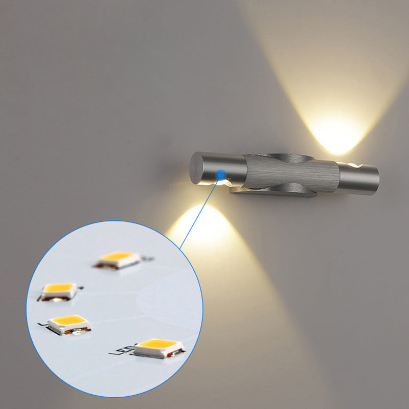Applique murale LED orientable en aluminium acrylique brossé industriel contemporain pour couloir 