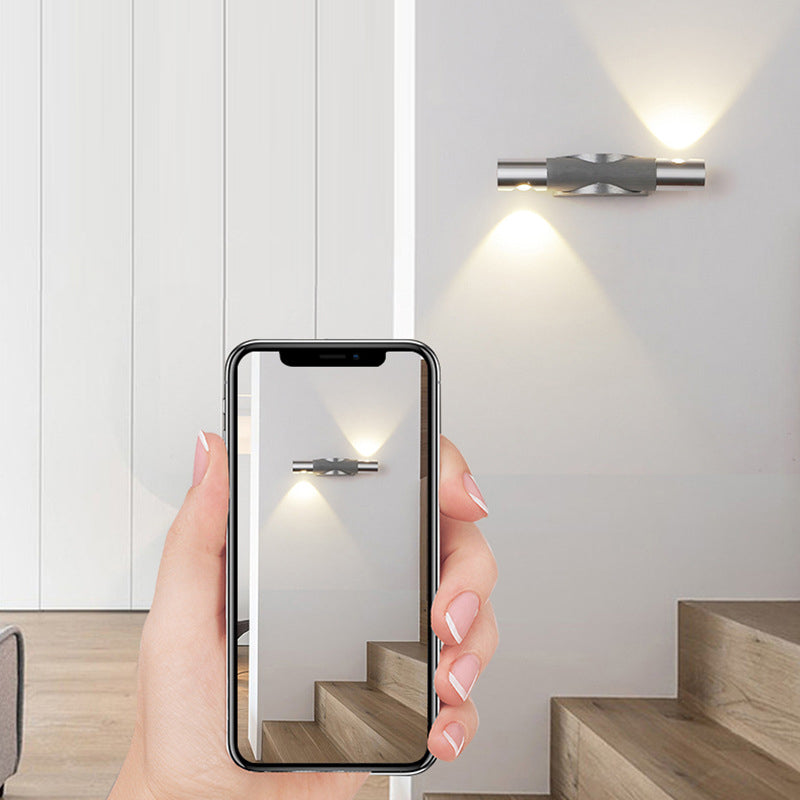 Applique murale LED orientable en aluminium acrylique brossé industriel contemporain pour couloir 