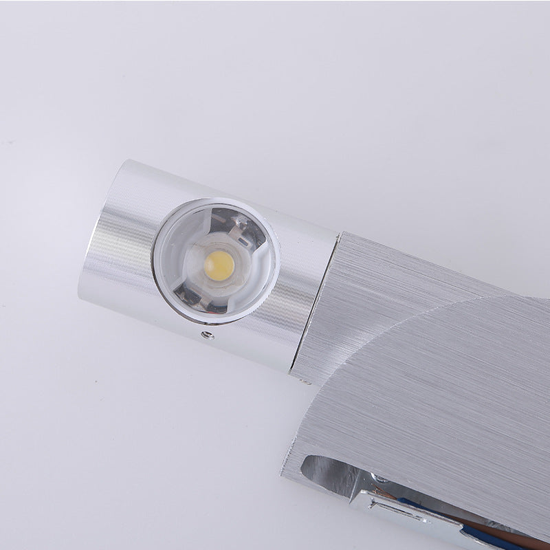 Applique murale LED orientable en aluminium acrylique brossé industriel contemporain pour couloir 
