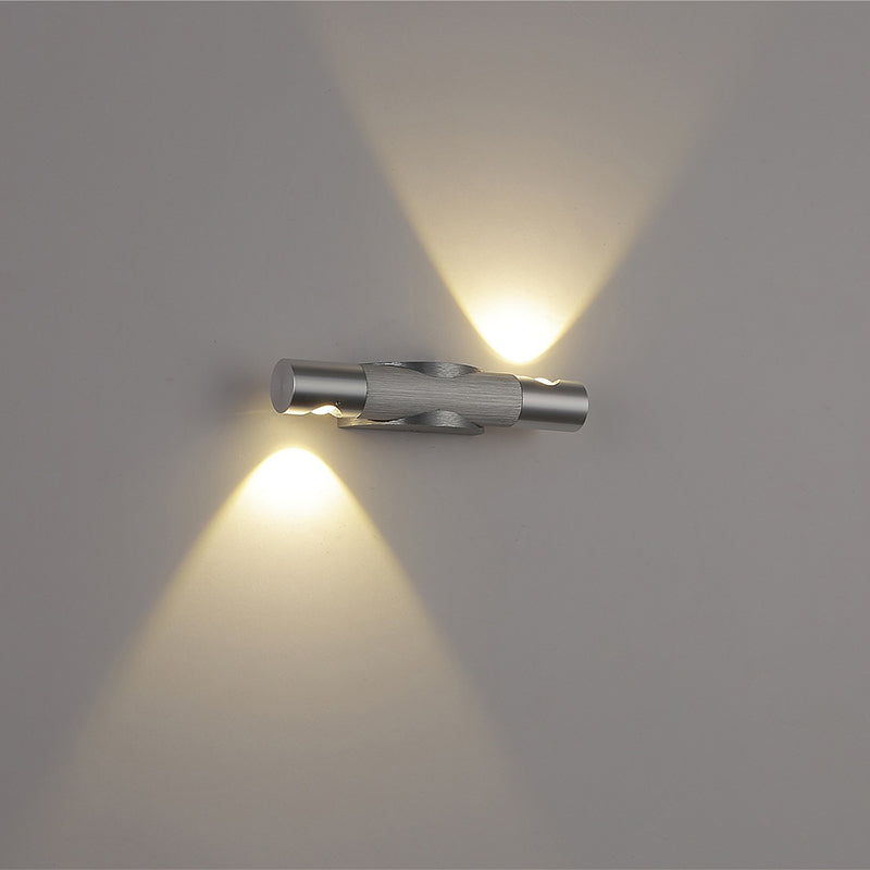 Applique murale LED orientable en aluminium acrylique brossé industriel contemporain pour couloir 