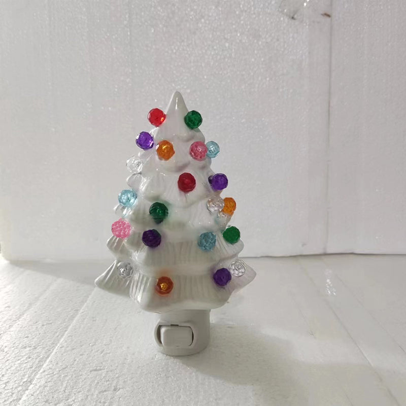 Moderne Art-Deco-Harz-Weihnachtsbaum-Steckerdekoration LED-Wandleuchte für Schlafzimmer 
