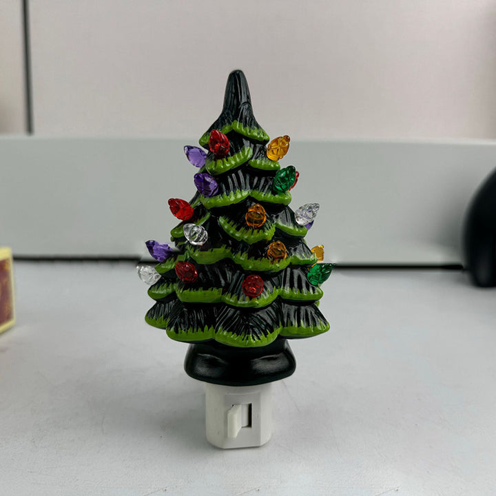 Moderne Art-Deco-Harz-Weihnachtsbaum-Steckerdekoration LED-Wandleuchte für Schlafzimmer 