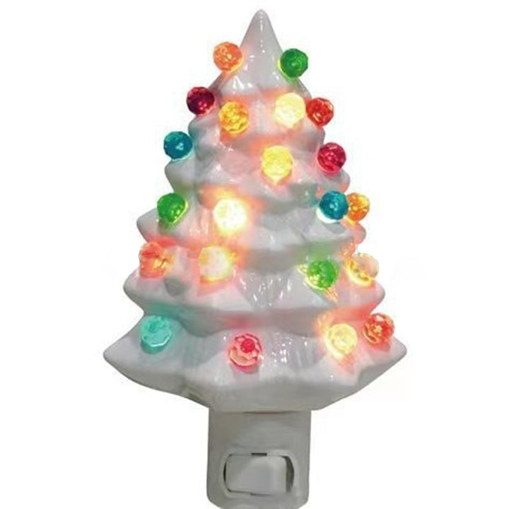 Moderne Art-Deco-Harz-Weihnachtsbaum-Steckerdekoration LED-Wandleuchte für Schlafzimmer 