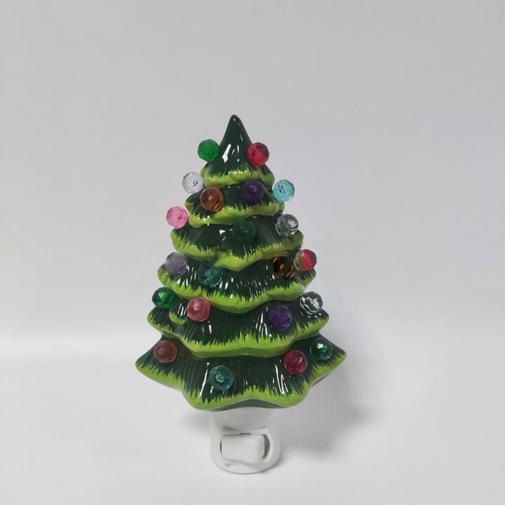 Moderne Art-Deco-Harz-Weihnachtsbaum-Steckerdekoration LED-Wandleuchte für Schlafzimmer 