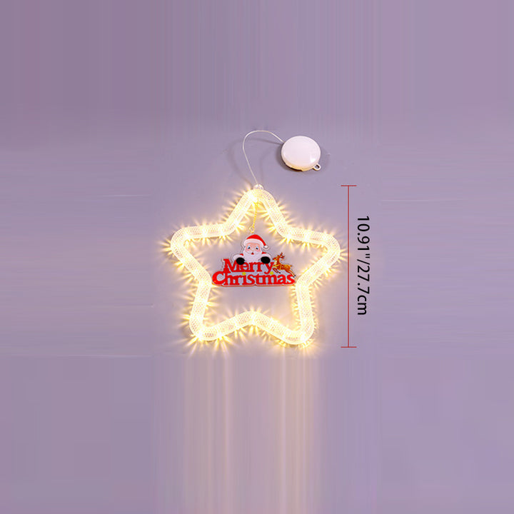 Modern Art Deco Battery Acrylic Star Santa Christmas Decoration Hanging Sucker LED Wall Sconce Lamp For Dining Room