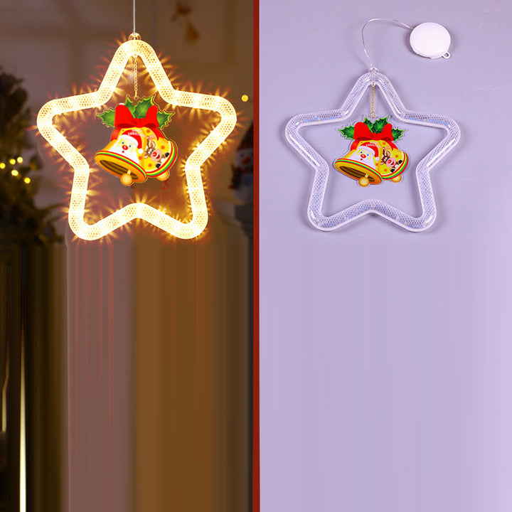Modern Art Deco Battery Acrylic Star Santa Christmas Decoration Hanging Sucker LED Wall Sconce Lamp For Dining Room