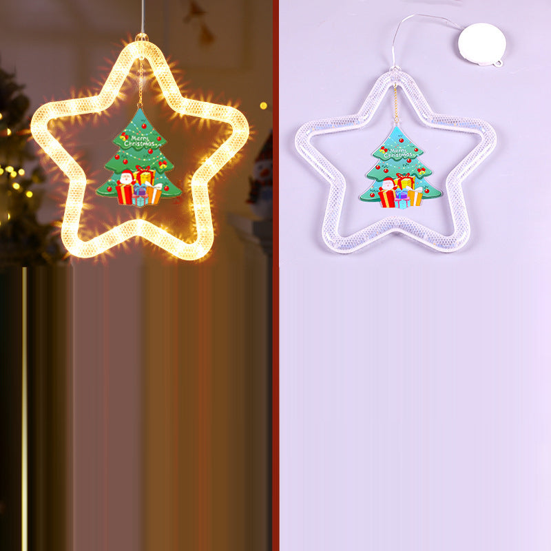 Modern Art Deco Battery Acrylic Star Santa Christmas Decoration Hanging Sucker LED Wall Sconce Lamp For Dining Room