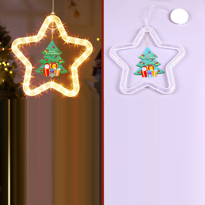 Modern Art Deco Battery Acrylic Star Santa Christmas Decoration Hanging Sucker LED Wall Sconce Lamp For Dining Room