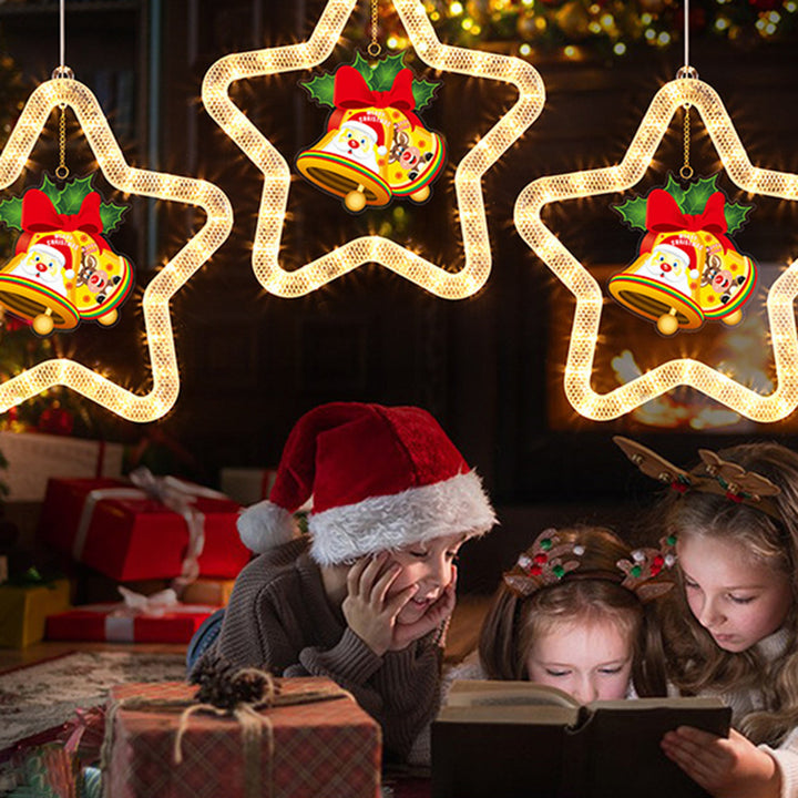Modern Art Deco Battery Acrylic Star Santa Christmas Decoration Hanging Sucker LED Wall Sconce Lamp For Dining Room