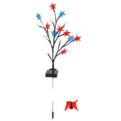 Modern Art Deco Solar Waterproof Plastic Star United States Flag Independence Day LED Outdoor Light Landscape Lighting For Garden