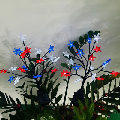 Modern Art Deco Solar Waterproof Plastic Star United States Flag Independence Day LED Outdoor Light Landscape Lighting For Garden
