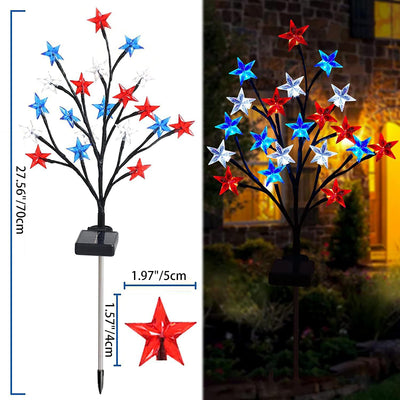 Modern Art Deco Solar Waterproof Plastic Star United States Flag Independence Day LED Outdoor Light Landscape Lighting For Garden