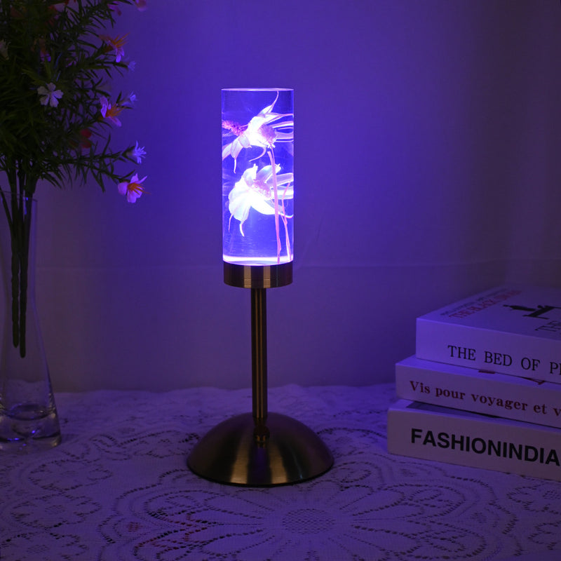 現代的なクリエイティブUSB充電式永遠の花デイジーダンデライオンシリンダー鉄アクリルLEDテーブルランプナイトライトベッドサイド用 