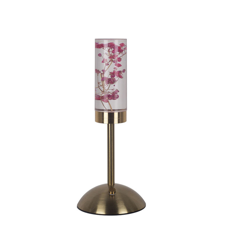 Zeitgenössische kreative USB-wiederaufladbare ewige Blume Gänseblümchen Löwenzylinder Eisen Acryl LED Tischlampe Nachtlicht für den Nachttisch 