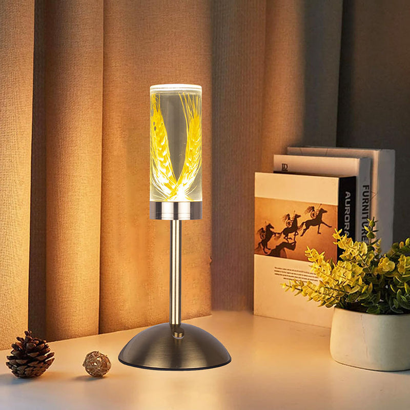 現代的なクリエイティブUSB充電式永遠の花デイジーダンデライオンシリンダー鉄アクリルLEDテーブルランプナイトライトベッドサイド用 