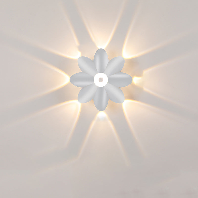 Aplique de pared LED de flor de acrílico de aluminio impermeable contemporáneo escandinavo para patio exterior 