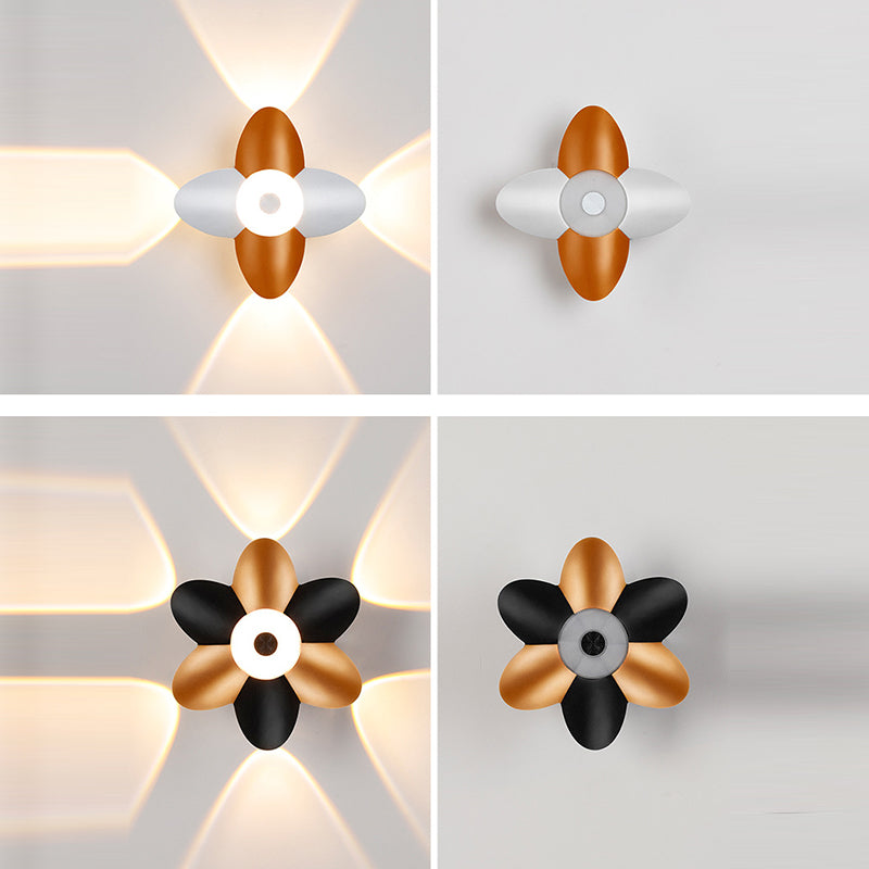 Aplique de pared LED de flor de acrílico de aluminio impermeable contemporáneo escandinavo para patio exterior 