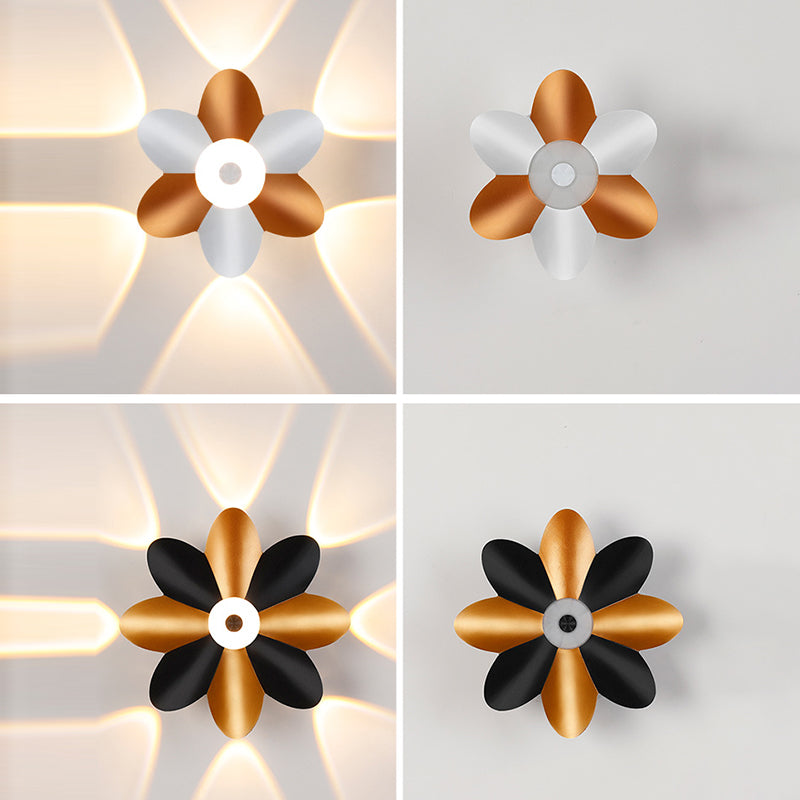 Aplique de pared LED de flor de acrílico de aluminio impermeable contemporáneo escandinavo para patio exterior 