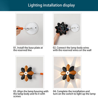 Aplique de pared LED de flor de acrílico de aluminio impermeable contemporáneo escandinavo para patio exterior 