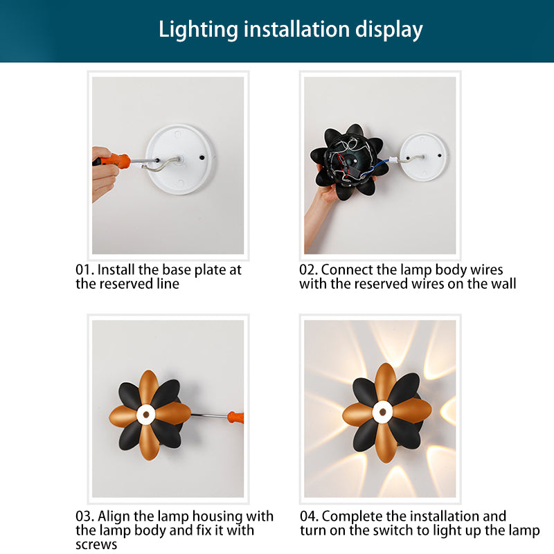 Aplique de pared LED de flor de acrílico de aluminio impermeable contemporáneo escandinavo para patio exterior 