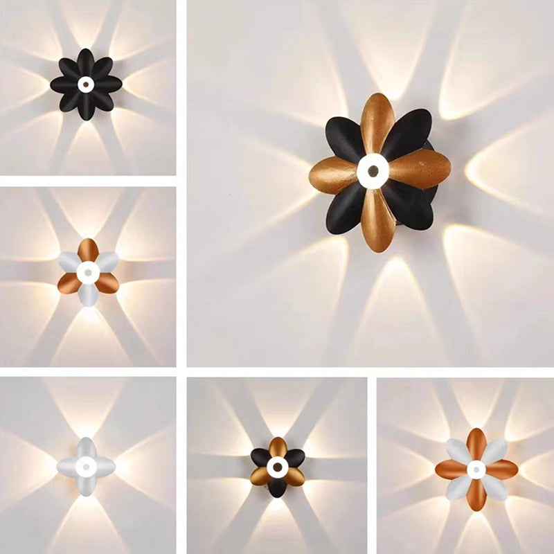 Aplique de pared LED de flor de acrílico de aluminio impermeable contemporáneo escandinavo para patio exterior 