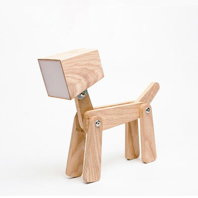 Contemporary Nordic Wood Hardware Acrylic Cute Puppy Adjustable LED Table Lamp For Study