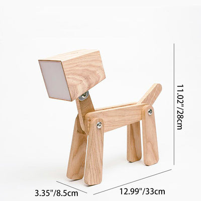 Contemporary Nordic Wood Hardware Acrylic Cute Puppy Adjustable LED Table Lamp For Study
