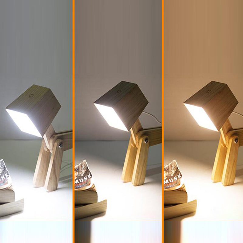 Contemporary Nordic Wood Hardware Acrylic Cute Puppy Adjustable LED Table Lamp For Study