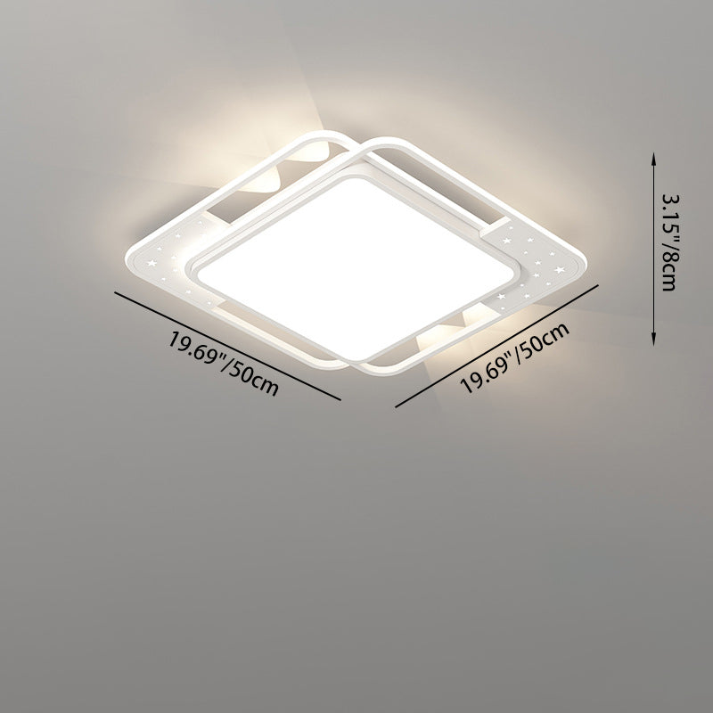 Plafonnier LED moderne nordique en fer acrylique rectangulaire carré rond étoile avec projecteur pour chambre 