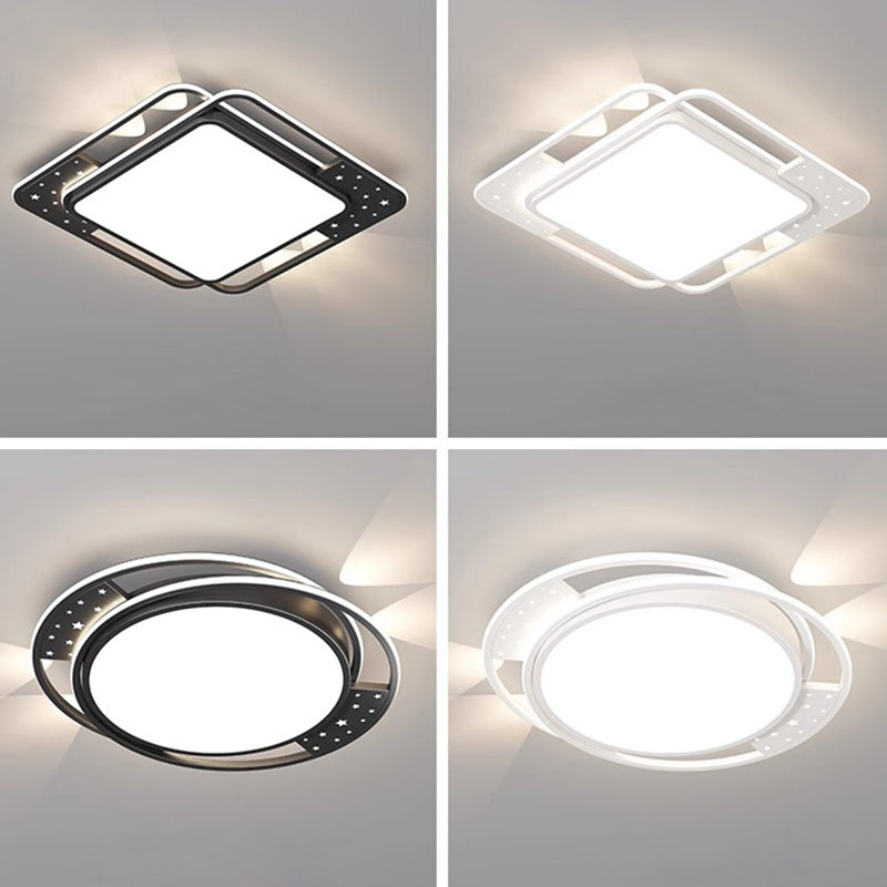 Plafonnier LED moderne nordique en fer acrylique rectangulaire carré rond étoile avec projecteur pour chambre 