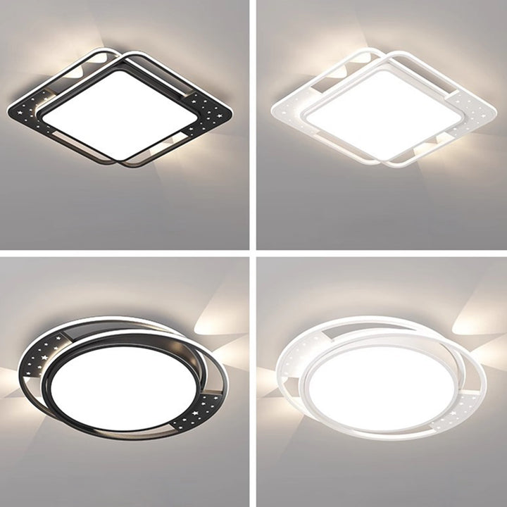 Plafonnier LED moderne nordique en fer acrylique rectangulaire carré rond étoile avec projecteur pour chambre 