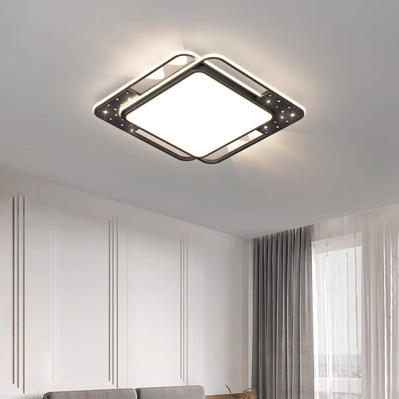 Plafonnier LED moderne nordique en fer acrylique rectangulaire carré rond étoile avec projecteur pour chambre 