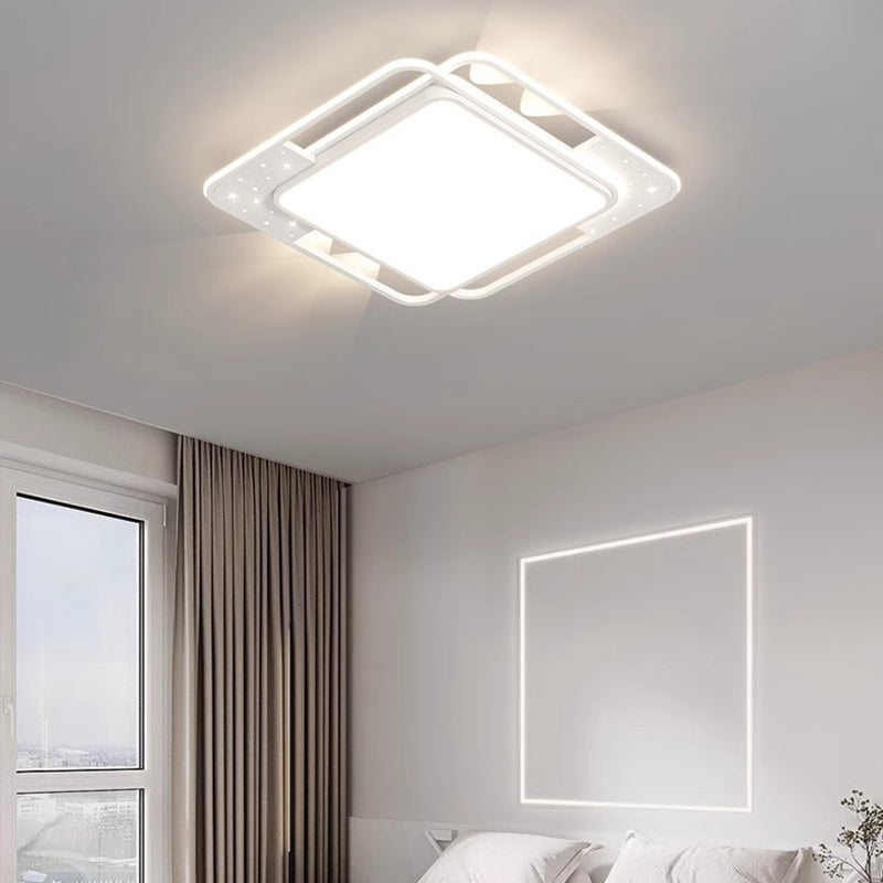Plafonnier LED moderne nordique en fer acrylique rectangulaire carré rond étoile avec projecteur pour chambre 