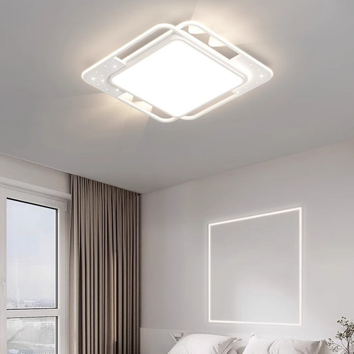 Plafonnier LED moderne nordique en fer acrylique rectangulaire carré rond étoile avec projecteur pour chambre 