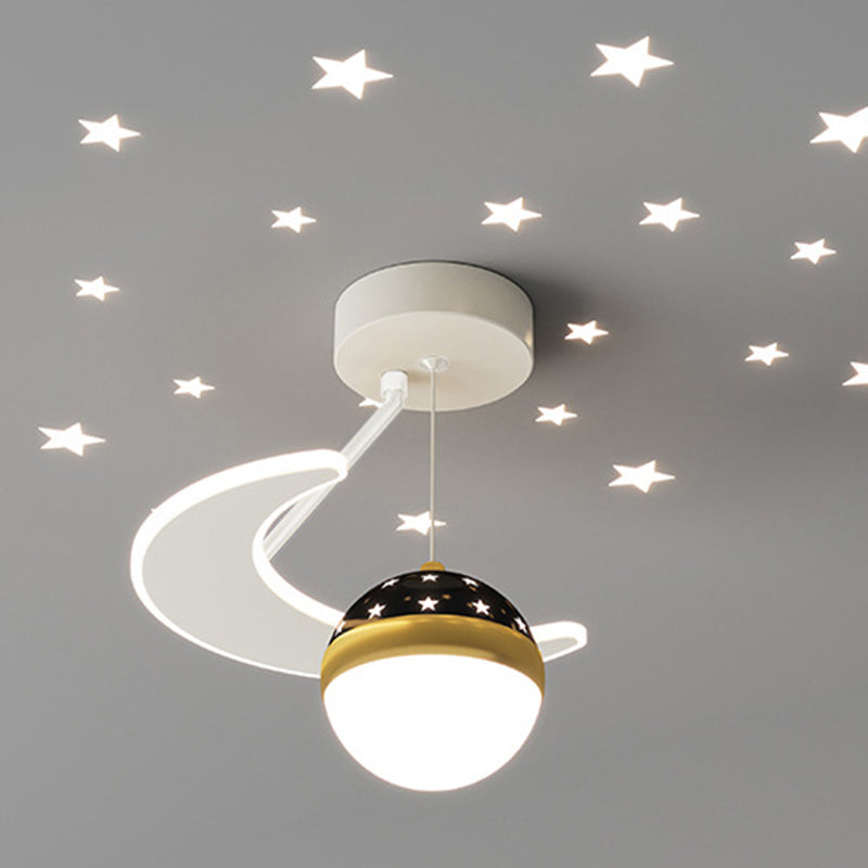 Plafonnier LED semi-encastré contemporain nordique avec projection de ciel étoilé en fer acrylique lune étoile pour couloir 