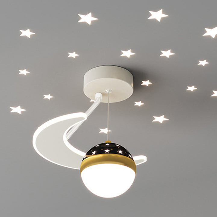 Plafonnier LED semi-encastré contemporain nordique avec projection de ciel étoilé en fer acrylique lune étoile pour couloir 