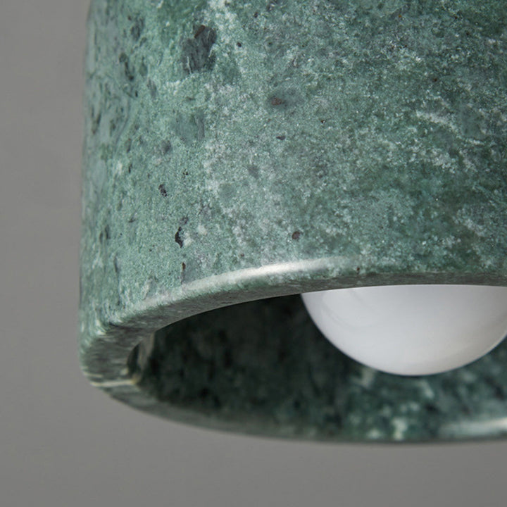 Contemporary Nordic Marble Metal Glass Cylinder Round 1-Light Semi-Flush Mount Ceiling Light For Hallway