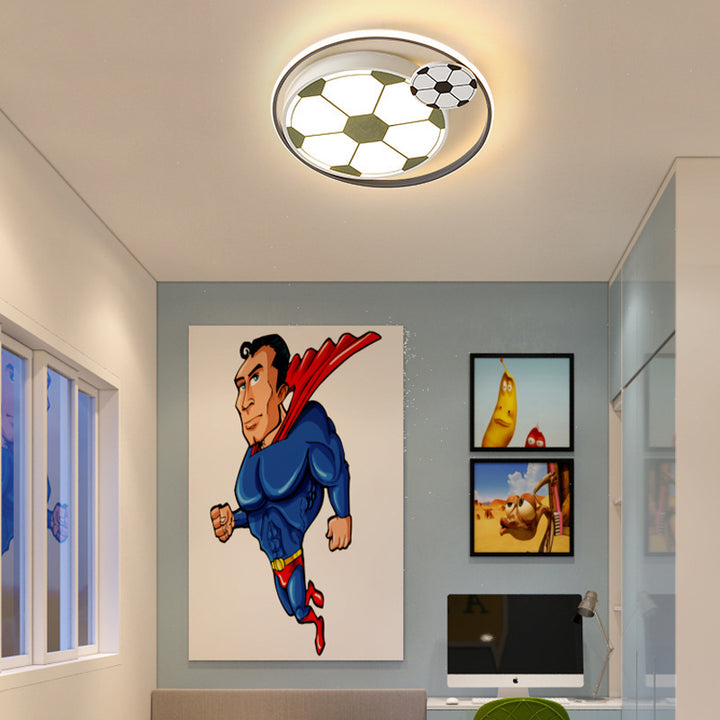 Luz de techo empotrada LED de hierro acrílico redonda para deporte de fútbol creativo contemporáneo para niños para dormitorio 