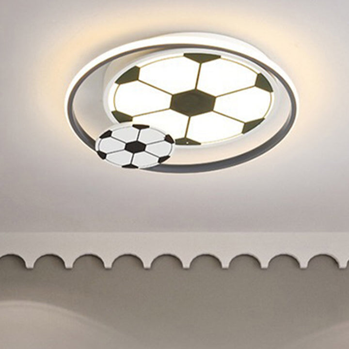 Luz de techo empotrada LED de hierro acrílico redonda para deporte de fútbol creativo contemporáneo para niños para dormitorio 