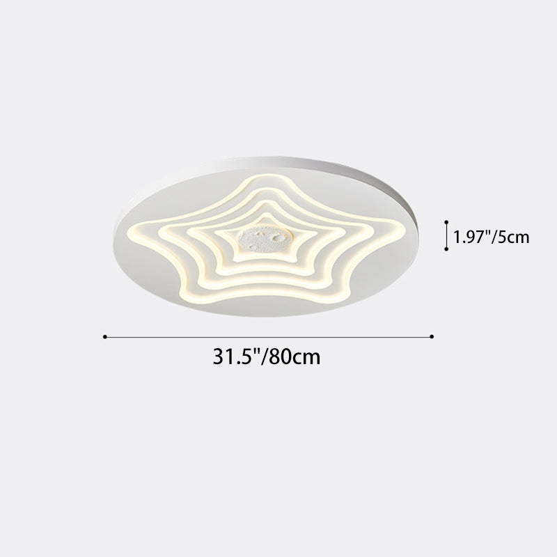 Zeitgenössische nordische runde Sternen-Mond-Eisenharz-Acryl-LED-Deckenleuchte für das Schlafzimmer 