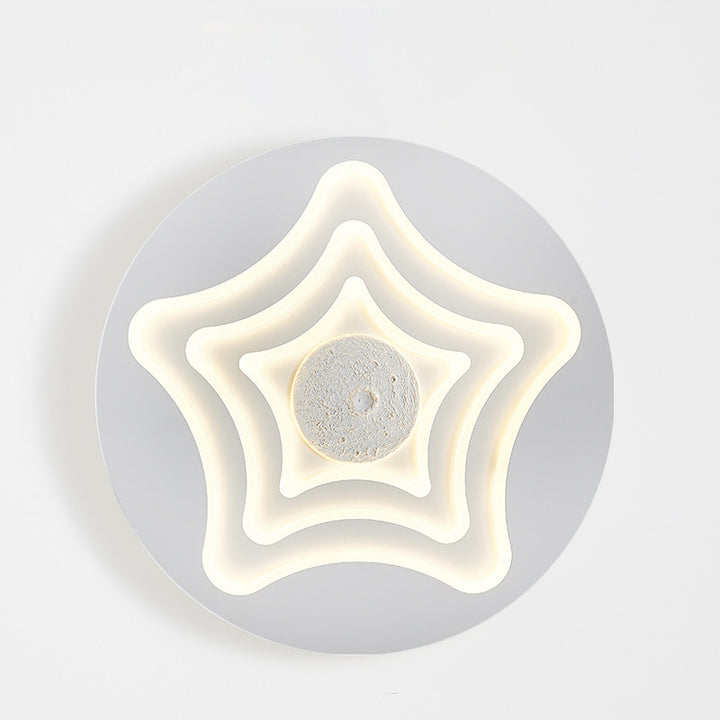 Zeitgenössische nordische runde Sternen-Mond-Eisenharz-Acryl-LED-Deckenleuchte für das Schlafzimmer 
