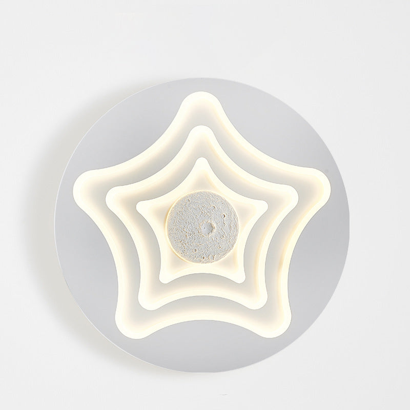 Plafonnier LED contemporain nordique rond étoile lunaire en fer résine acrylique pour chambre 