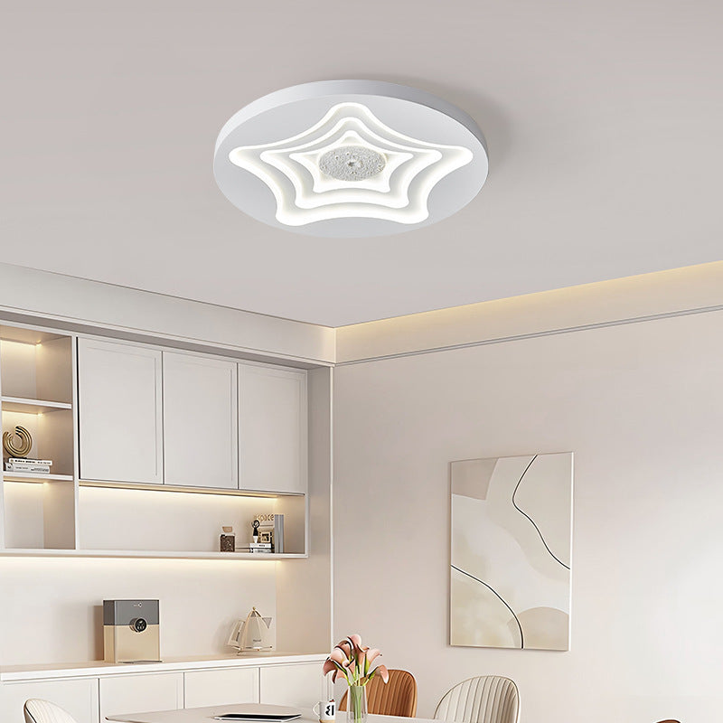 Zeitgenössische nordische runde Sternen-Mond-Eisenharz-Acryl-LED-Deckenleuchte für das Schlafzimmer 