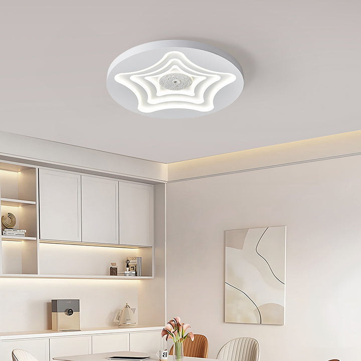 Zeitgenössische nordische runde Sternen-Mond-Eisenharz-Acryl-LED-Deckenleuchte für das Schlafzimmer 