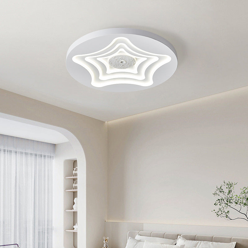 Zeitgenössische nordische runde Sternen-Mond-Eisenharz-Acryl-LED-Deckenleuchte für das Schlafzimmer 